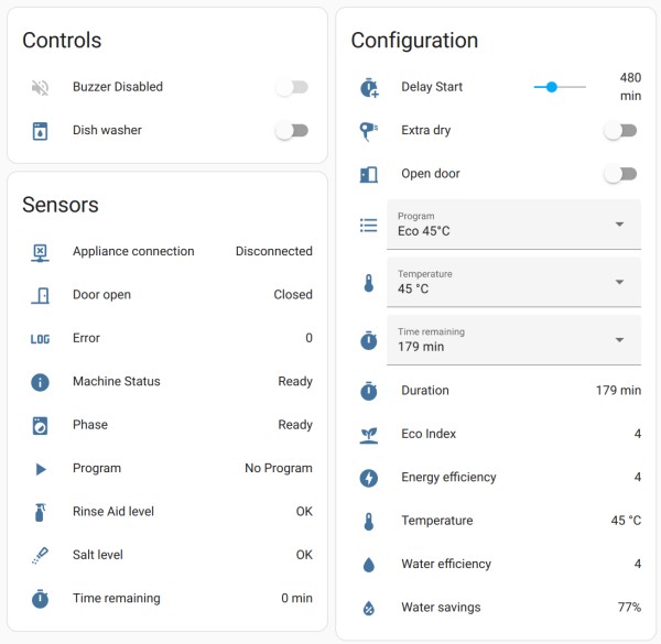 洗碗机控制界面