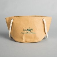 家居简约实用麻布收纳袋 牛皮纸金花图案收纳 纸原色