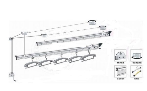 手动升降晾衣架的安装方法,手动晾衣架通常有几根钢丝绳?