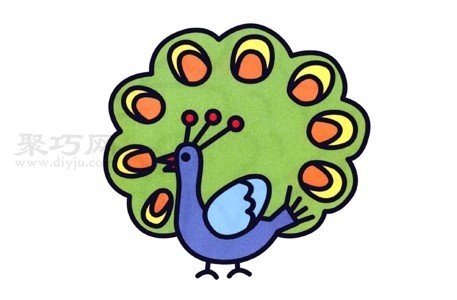 幼儿画漂亮的花孔雀简笔画