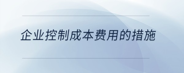 企业控制成本费用的措施是什么?