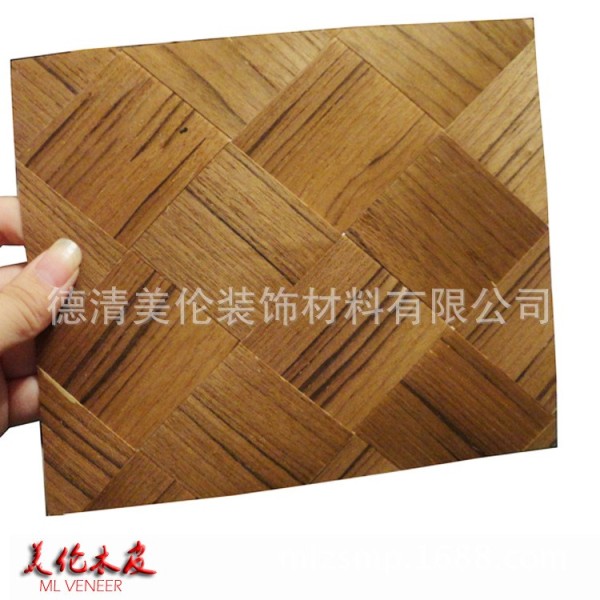 定做各类手工编织木皮 个性特色木质装饰面材 泰柚编织木皮