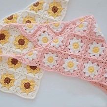 清新花片拼接款钩针文艺范装饰头巾编织视频教程