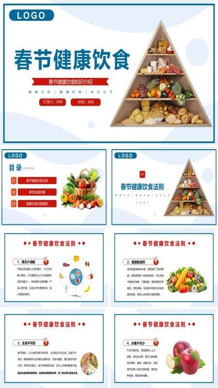 春节健康饮食PPT动态模板