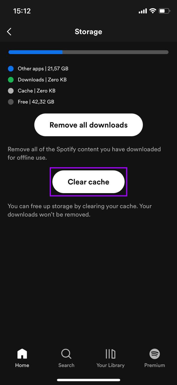 Look for options to clear cache or data
