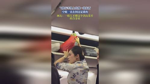 飞机行李架上出现一袋东西，空姐一直在问这是谁的，网友：一般人不懂这个洪山菜苔的含金量