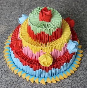 彩云阁三角插折纸diy生日礼物创意手工折纸材料生日蛋糕材料包