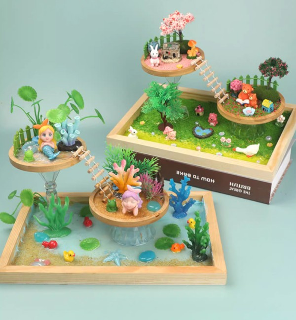 双层空中花园diy微景观手工材料包儿童创意奶油胶微场景桌面摆件 