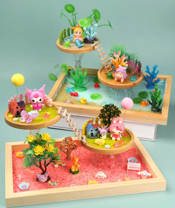 双层空中花园diy微景观手工材料包儿童创意奶油胶微场景桌面摆件 