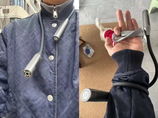 王鹏设计可挂脖和固定在手臂上的“行狗记录仪” 图据受访者