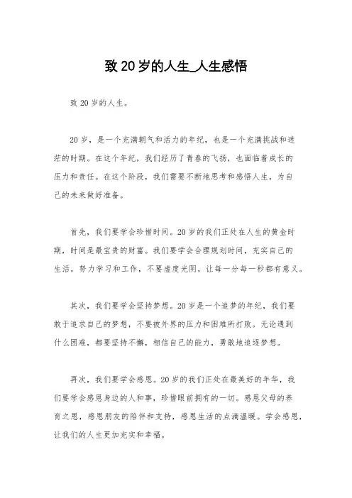 致20岁的人生_人生感悟