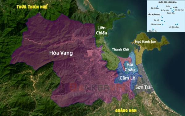Bản đồ các quận huyện của Đà Nẵng