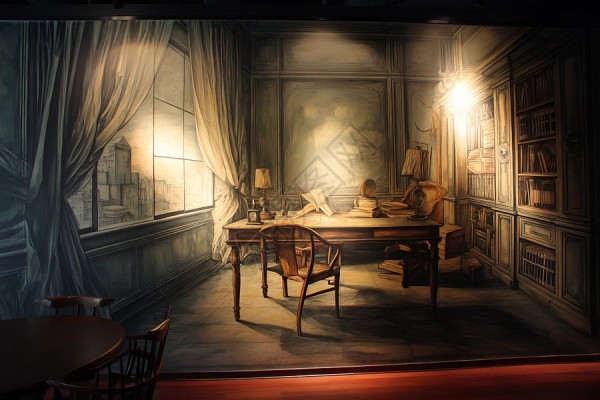 卡通书房挂画挂画里的书房背景