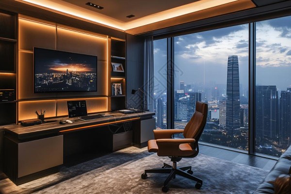 卡通书房挂画书房里的书桌背景