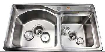 304不锈钢水槽 不锈钢洗菜盆 304不锈钢一体成形水槽 拉丝双槽