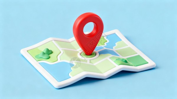 休闲区域地图中央有红色定位标记插画
