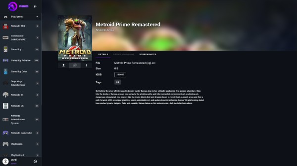 ROMM游戏详情界面