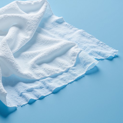 四十岁左右女性家政人员头像,穿白色工作服,蓝色背景