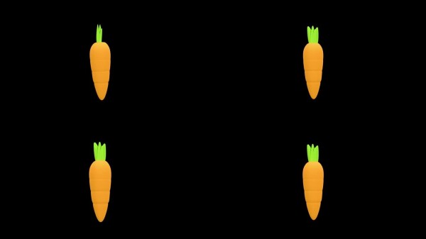 3D卡通风格的胡萝卜,代表健康饮食、有机食品和素食生活方式概念,带有透明通道。