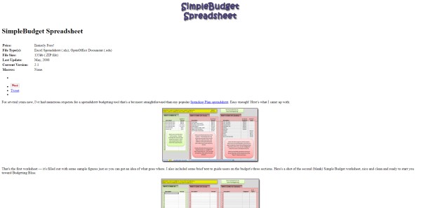 It's Your Money SimpleBudget Spreadsheet