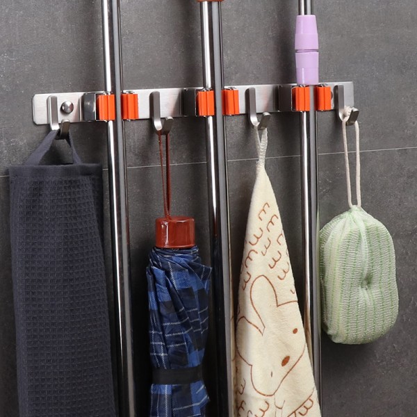 免打孔拖把挂钩壁挂304ciaa不锈钢拖把架挂物钩