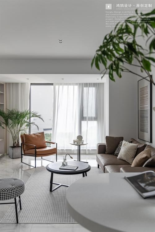 128㎡三居现代简约客厅装修设计图