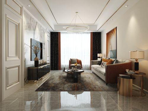 89㎡二居现代简约客厅装修装饰效果图