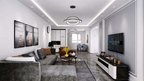 现代简约140㎡二居客厅装潢设计图