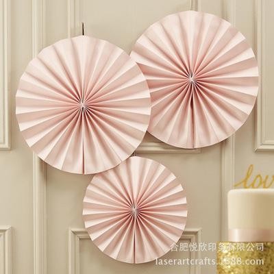 diy纸扇花 欧美吊饰婚庆布置纸花扇 橱窗装饰拉花 手工折纸花