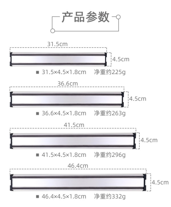 铝合金厨房磁吸刀架壁挂式磁力磁性磁铁吸铁石菜刀刀具收纳置物架详情4
