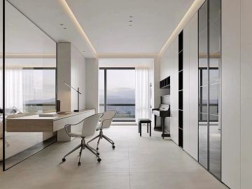 现代简约风格的书房设计，营造舒适办公空间