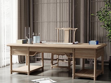 新中式实木书桌：营造雅致办公空间