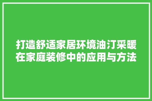 打造舒适家居环境油汀采暖在家庭装修中的应用与方法 现代风格装饰