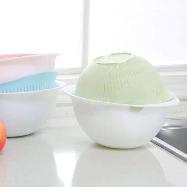 双层沥水篮创意家用塑料洗菜篮子 实用蔬菜水果沥水盘洗菜篮