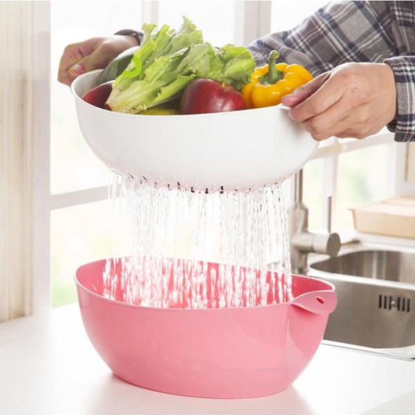 沥水篮批发 创意塑料沥水篮子 洗菜水果沥水篮 多色可选 沥水果篮