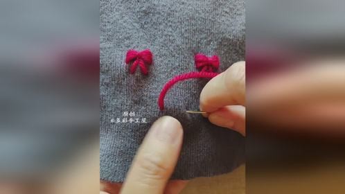 简单几针刺绣精美蝴蝶结，新手小白一看就会！
