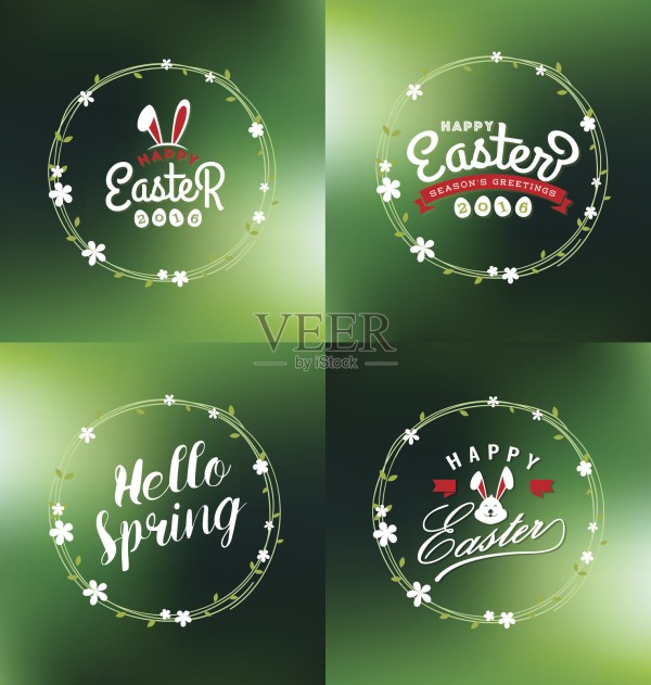 复活节和春天的季节性装饰装饰品插画图片素材