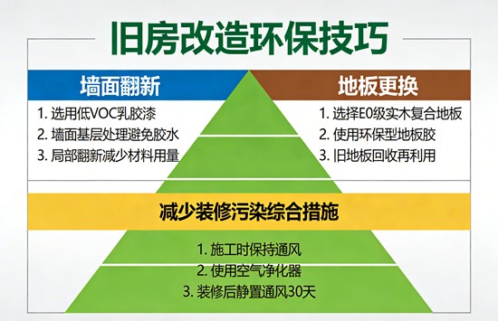 旧房改造环保技巧：墙面翻新、地板更换，如何减少装修污染？