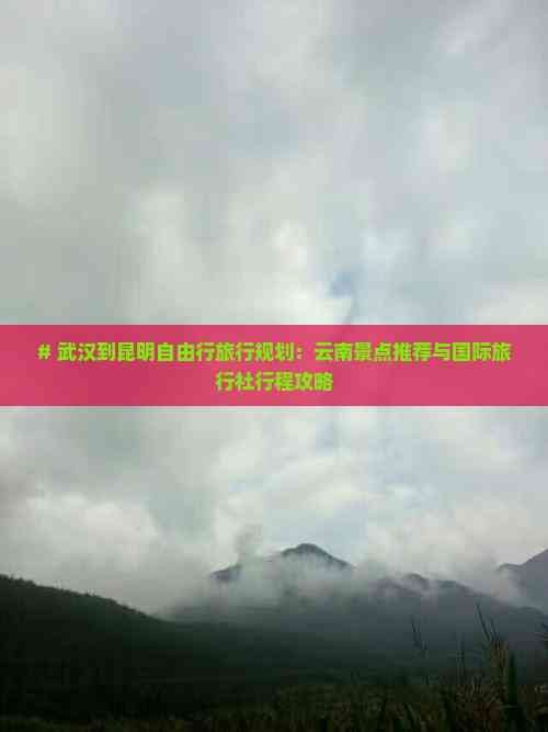 # 武汉到昆明自由行旅行规划:云南景点推荐与国际旅行社行程攻略