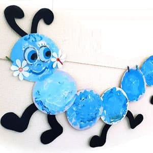 春天墙饰DIY制作 纸盘毛毛虫