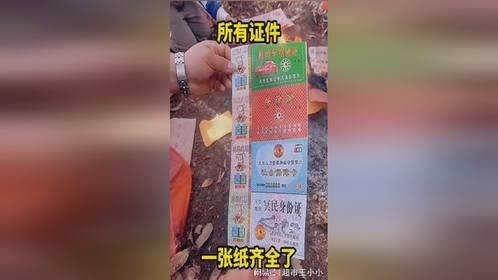 所有证件一张纸齐全了。