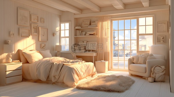 温馨明亮卧室布置图片