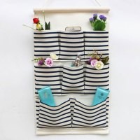 壁挂式韩版布艺蕾丝墙壁多层收纳袋杂物袋挂袋整理袋三兜五兜储物袋墙面门后时尚创意生活日用收纳用品收纳袋