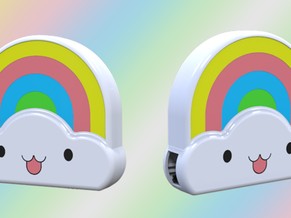 隐藏式可推拉带头的彩虹造型修正带设计