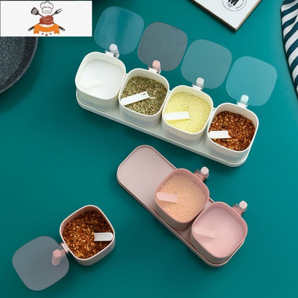 厨房调味盒调料罐组合套装带盖调味品家用带勺收纳盒子