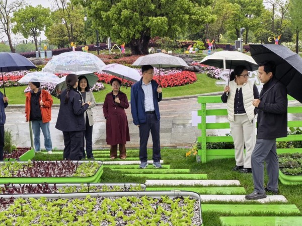 赵院长一行指导“菜篮子”展园建设