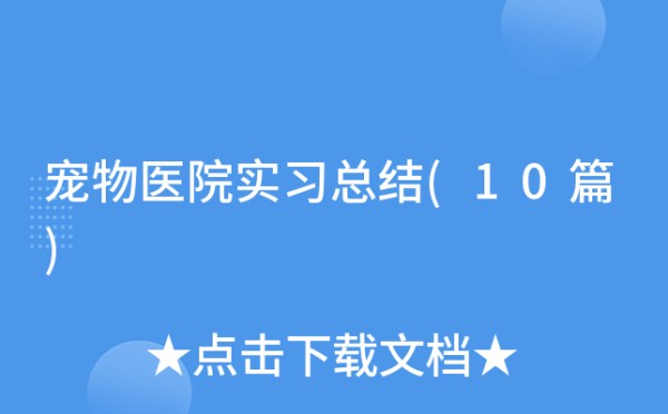 宠物医院实习总结(10篇)