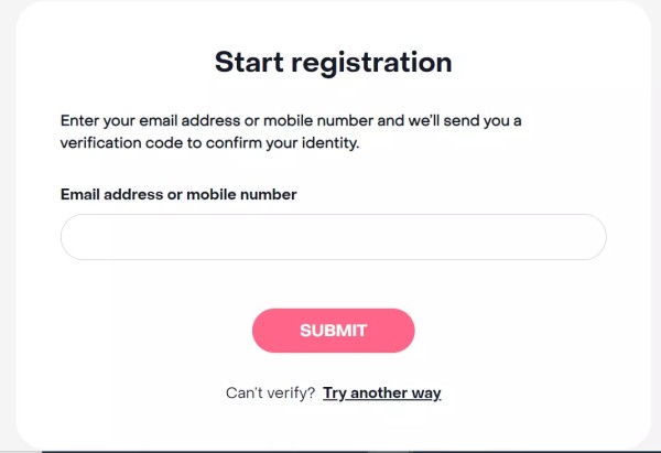 Frontier account creation page with personal information input fields
